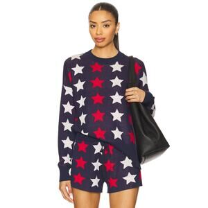 BEACH RIOT Callie Sweater & Balboa Shorts Americana Stars Set Size XL Blue